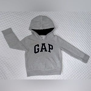 GAP Brand Toddler Boys Gray Pullover Sweatshirt w/ Logo Hood Hoodie Size 4 Years